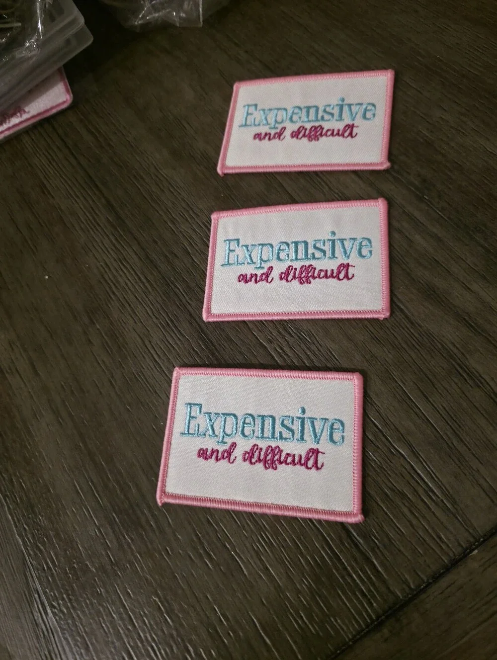 Expensive and Difficult Pink Embroidered Patch - Set of 3